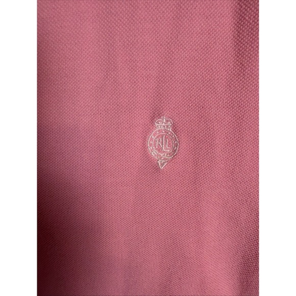 Ralph Lauren Active Women's Pink V-Neck Embroidered Crest Logo Shirt Sz XL Flaw - Picture 2 of 5